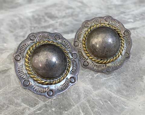 Taxco Sterling Domed Concho Earrings