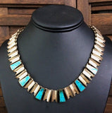 Taxco Sterling Modernist Statement Necklace with Turquoise
