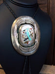 Sterling Silver Inlay Bolo Tie by J Quam