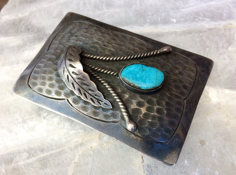 Turquoise Sterling Belt Buckle by David Garcia