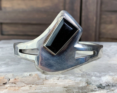 Taxco Sterling Onyx Modernist Bracelet