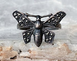 Sterling Marcasite Moth Ring, Size 5.75