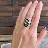 Dichroic Glass Ring, Size 7.5
