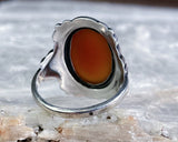 Flawed Carnelian Marcasite Ring, Size 5.5
