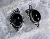 Navajo Black Onyx Clip Earrings