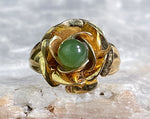 Vermeil Nephrite Jade Flower Ring, Size 4