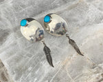 Sterling Turquoise Feather Earrings