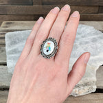 Sterling Owl Inlay Ring, Size 7.25