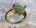 14k Yellow Gold Jadeite & Opal Ring, Size 6