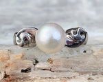 14k White Gold Pearl Ring, Size 6.25