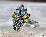 Rainbow Glass Ring, Size 6.5