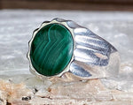 Sterling Malachite Ring, Size 12.25