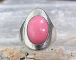 Modernist Pink Enamel Ring, Size 7.5