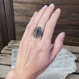 Black Onyx & Marcasite Ring, Size 6.5