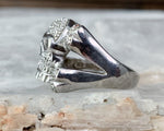 Sterling Diamond Skull & Crossbones Ring, Size 7