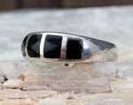 Sterling Onyx Inlay Ring, Size 6.75