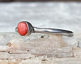 Dainty Sterling Coral Ring, Size 4.5