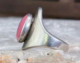 Modernist Pink Enamel Ring, Size 7.5