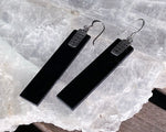Long Black Rectangle Earrings