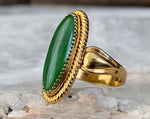 Vermeil Nephrite Jade Ring, Size 5