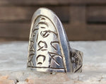 Sterling Hieroglyph Cigar Band Ring, Size 10