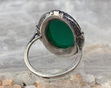 Sterling Antique German Made Chrysoprase Ring, Size 5.25