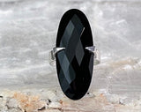 Faceted Black Onyx Ring, Size 6