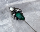 Navajo Sterling Malachite and Mother of Pearl Stick Pin