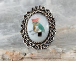 Sterling Owl Inlay Ring, Size 6