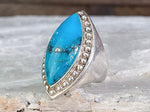 Huge Marquise Turquoise Ring, Size 6.5