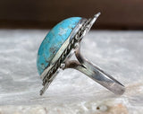 Sterling Hubbell Glass Ring, Size 3.75