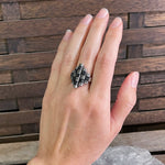 Black Onyx & Marcasite Ring, Size 6.75