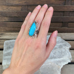Sterling Brutalist Turquoise Ring, Size 5