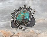Sterling Turquoise Navajo Ring By Rose Draper, Size 6.5