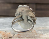 Sterling Owl Inlay Ring, Size 7.25
