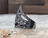 Sterling Marcasite Ring, Size 6.75