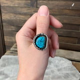 Sterling Spiderweb Turquoise Ring, Size 10