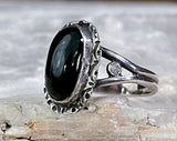 Sterling Black Onyx Ring, Size 6.5