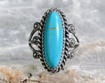 Sterling Navajo Turquoise Ring, Size 9.25