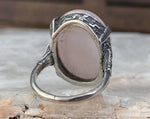 Antique British Sterling Rose Quartz Ring, Size 6.5