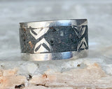 Sterling Taxco Inlay Band Ring, Size 5