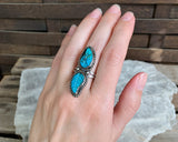 Sterling Carved Turquoise Ring, Size 8