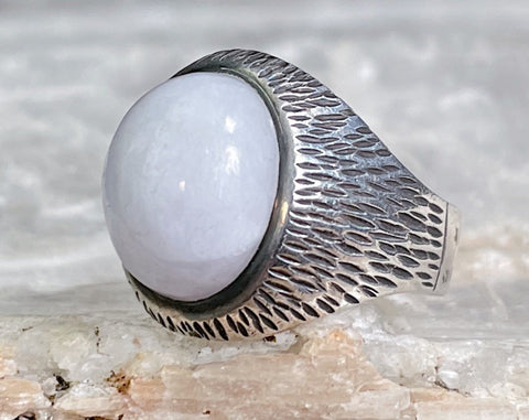 Sterling White Calcite Ring, Size 7.75