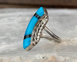 Sterling Curved Inlay Ring, Size 5.5