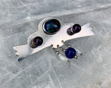 Sterling Brooch with Azuremalachite, Lapis, Pearl & Amethyst