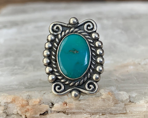 Sterling Fred Harvey Era Turquoise Ring, Size 6