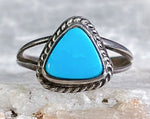 Dainty Sterling Turquoise Ring, Size 4.75