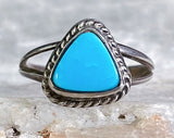 Dainty Sterling Turquoise Ring, Size 4.75