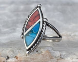 Sterling Chip Inlay Ring, Size 5.5